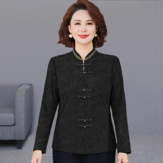 FW 6178复古长袖盘扣显瘦小衫减龄气质T恤上衣 商品图2