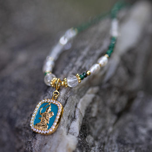 文殊孔雀石细吊坠项链 | 万物叁仟 商品图2