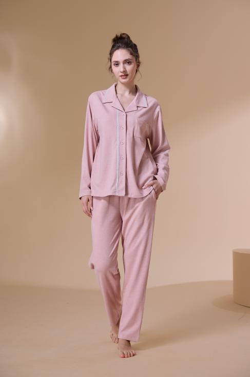 【第二件 0 元｜ 满2件 5 折】【秀黛】女翻领长袖套装女士睡衣家居服S3551020T【门店同款】 商品图5