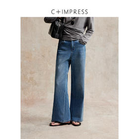 C+IMPRESS西嘉 超模修腿神裤 复古松弛感水洗直筒牛仔裤女秋新款KZ2503063