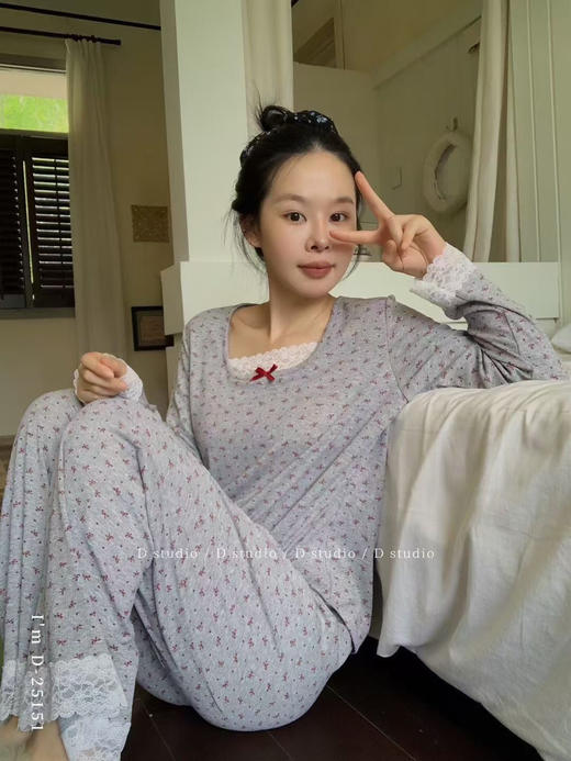 免穿文胸！BM风减龄碎花纯欲套装 蕾丝边蝴蝶结自带胸垫彻底放飞居家的快乐~ 商品图4