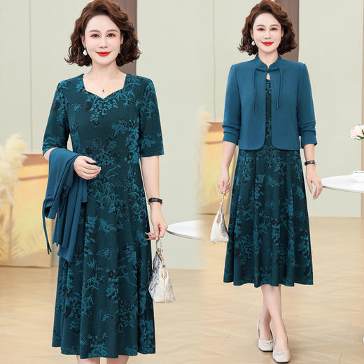 FW 6160妈妈装连衣裙套装气质优雅两件套 商品图0