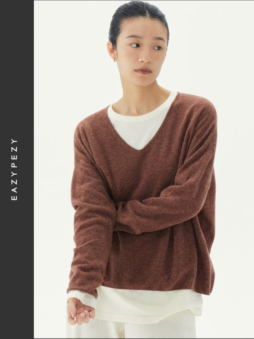 baby cashmere宽松V领羊绒衫 商品图3