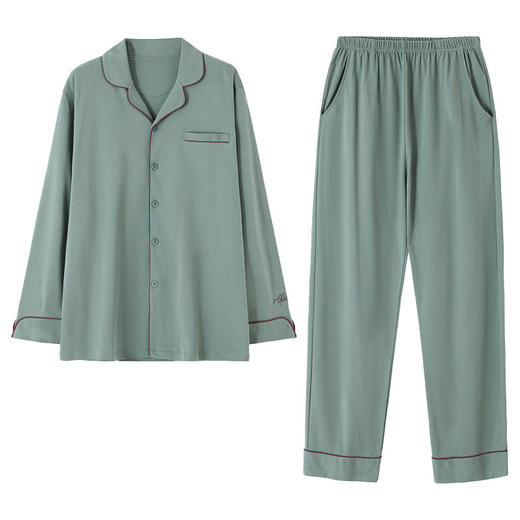 秋季纯棉睡衣男长袖长裤套装薄款简约休闲大码宽松可出门家居服   JL-XEQ202 商品图4