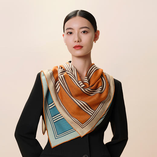 万事利“万事可期”75厘米WL双面印花丝羊毛围巾 商品图1