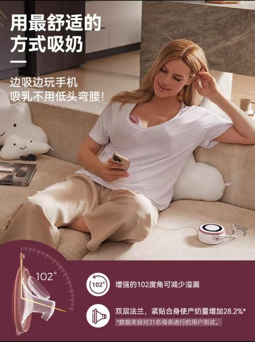 *【上新秒杀价1119元加送32片储奶袋】Momcozy吸奶器 电动穿戴式 免手扶 全自动便携双边集乳器小圆饼V1pro 商品图6