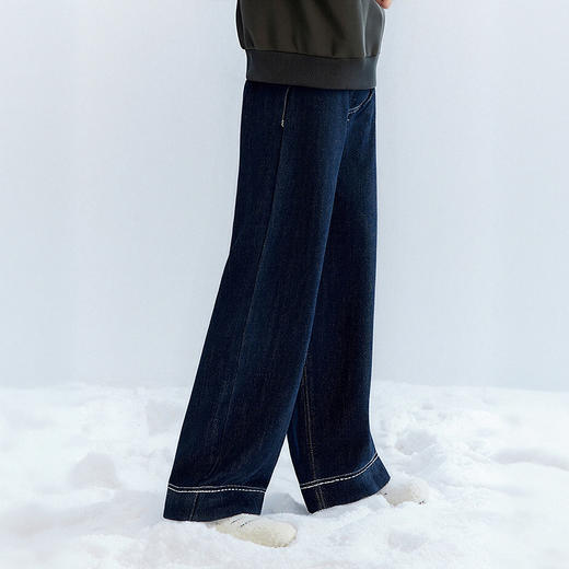 笛莎Deesha 童装女童裤子2025冬新款女童休闲原色牛仔阔腿裤 商品图1