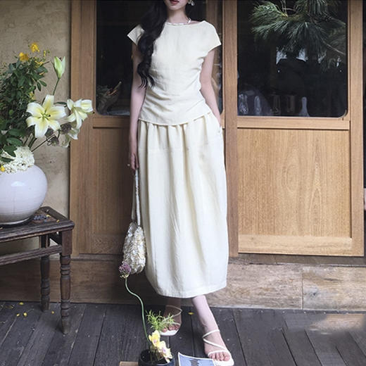 裁缝学苑AS572露肩小衫收腰短袖T恤半裙套装纸样两件套上衣样板 商品图7