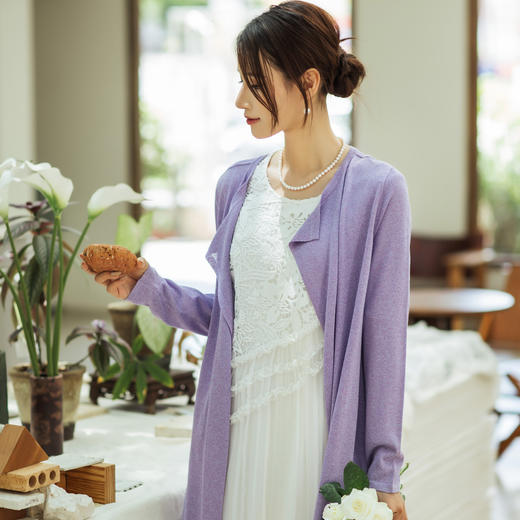 【林栖设计小店】毛织外套肌理感优雅开衩2025早秋新款开衫女1953054 商品图1