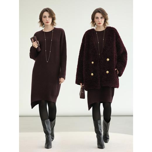 COCOBELLA25新款环保皮草无领外套女秋冬泰迪中长大衣FU3107 商品图2