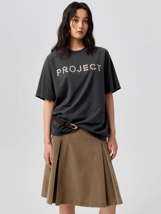 Simple Project/K25165/麂皮感工字褶半裙 商品图3