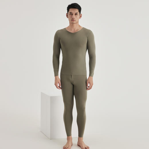 weyo秋冬新款男兰精莫代尔无痕舒适V领纯色打底内衣套装2775 商品图2