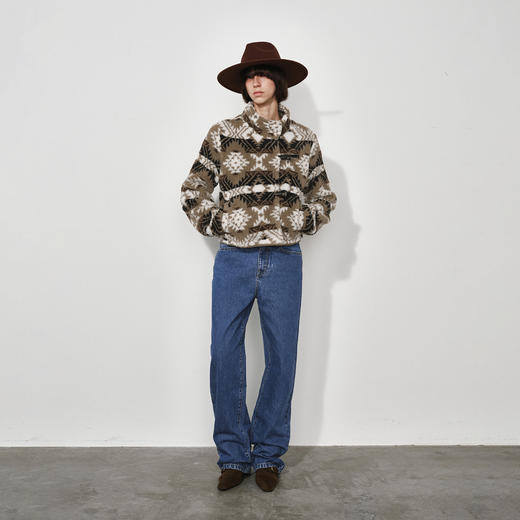 NUTH费尔岛宽松短款摇粒绒厚外套女 黑色/卡其棕色（发货时间同步天猫） 商品图0