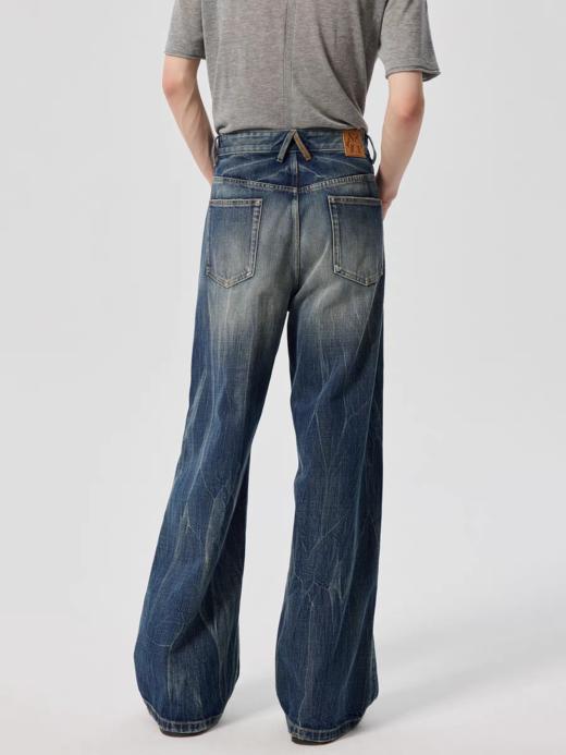 Simple Project/K25900/闪电纹猫须水洗牛仔裤 商品图2