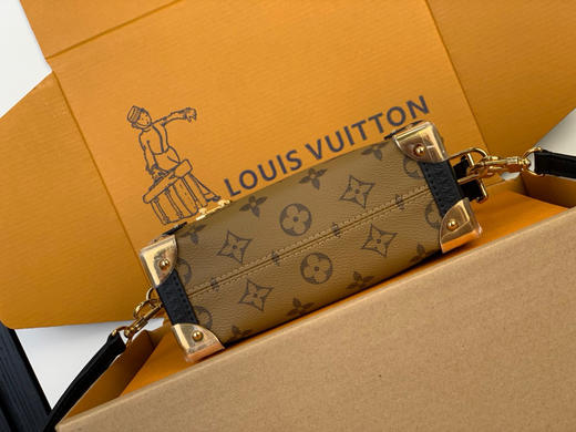 驴家 Trunk 可调节可拆卸肩带拉链开合 帆布拼牛皮 软盒子单肩斜挎包 男女同款情侣款 黑色拼棕色（JPH） 商品图3