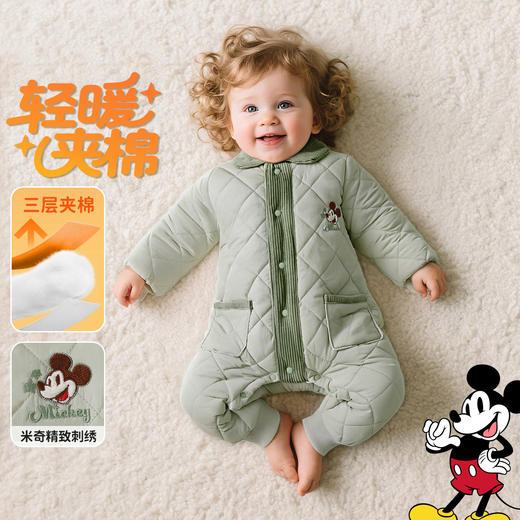 【英伦风】2025秋冬新款男女宝宝夹棉连体衣户外防风保暖哈衣爬ZD4EL021 商品图1