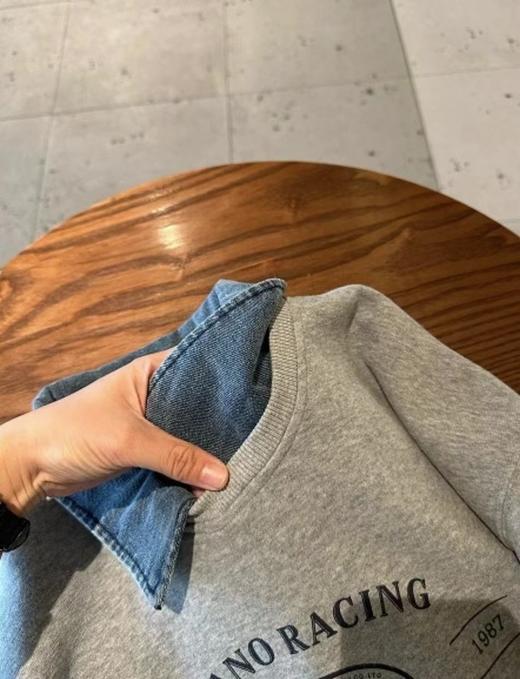 老米优品🎈3-5天！复古美式假两件设计感卫衣 入秋层次感拉满 ！WY250909A 商品图3