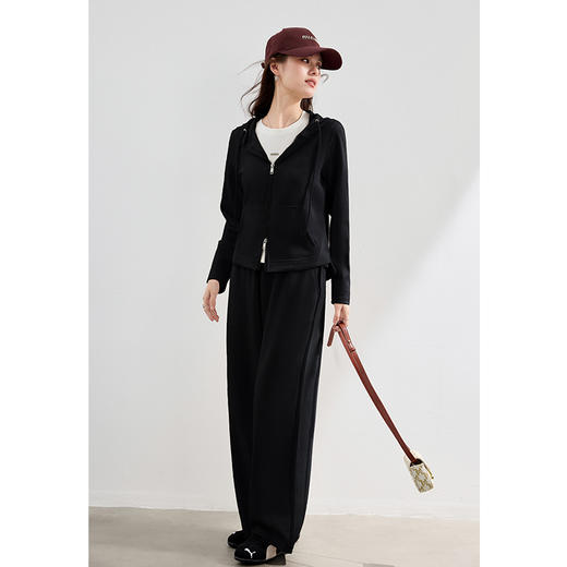 珞炫/LOFTSHINE  VICTORIA&VERA2025新款米色连帽拉链卫衣阔腿裤套装女休闲运动风两件套 商品图2