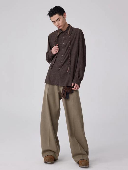 Simple Project/Y2576/编绳领垂坠针织衬衫 商品图1