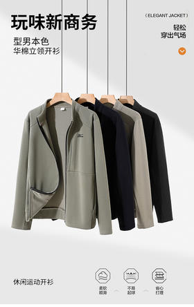 鸿星尔克320g春秋款华棉立领开衫卫衣EK-XW25828