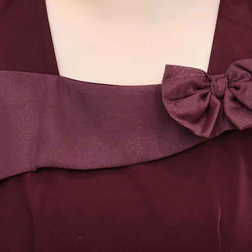 QYM 54C2510-Y方领蝴蝶结气质高腰连衣裙 商品图3