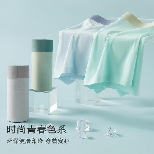 【4条装】薄款青少年发育期平角内裤男无痕冰丝网孔清凉透气内裤T-9909纯色网孔内裤 商品图6