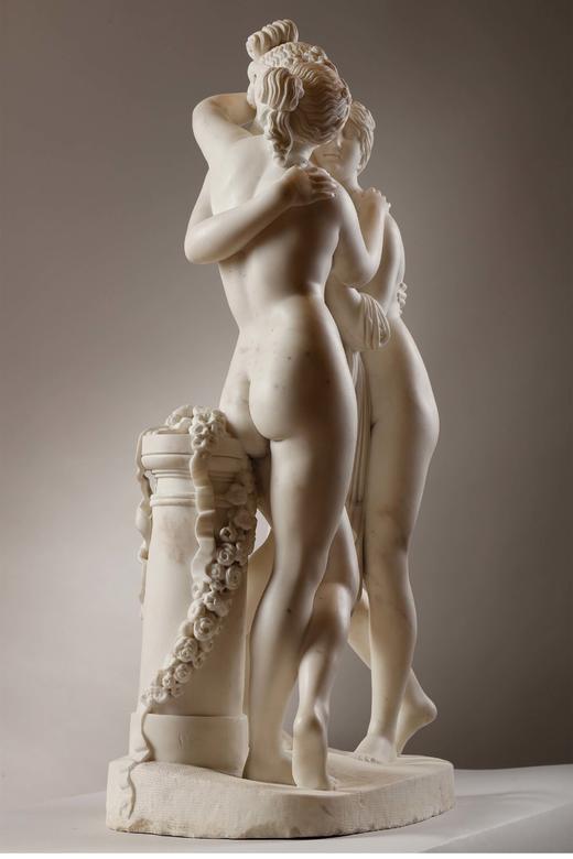 独角鹿西洋古董法国出品致敬安东尼奥·卡诺瓦经典版本卡拉拉大理石雕塑作品《美惠三女神》 商品图1