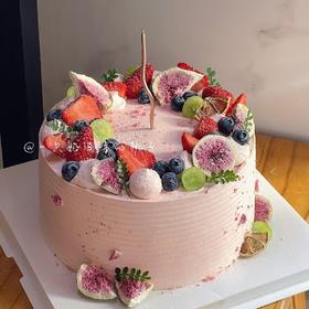 ［粉色系定制水果蛋糕088］