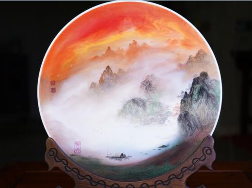留光溢彩山水情深赏盘 商品图0