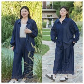 本周发货，深蓝显瘦色【仿牛仔衬衫】垂顺、挺括！尖头翻领衬衫领，面料垂顺柔软，厚度适中，微弹，中长款，正码正拍，69%聚酯纤维25.7%粘纤5.3%氨纶