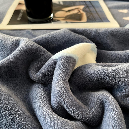 自然醒A类纯色印花高克重加厚保暖包边牛奶绒床单单件加绒冬天绒毯法兰绒学生防滑珊瑚绒毛毯QJ 商品图12