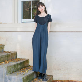 谜底背带裤女2025秋季新款设计感大廓形宽松阔腿裤长裤257MK7868