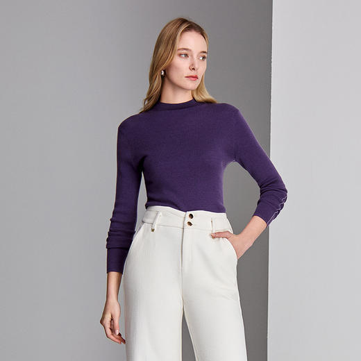 EITIE爱特爱小立领套头薄衫多色可选针织衫8401104 商品图4