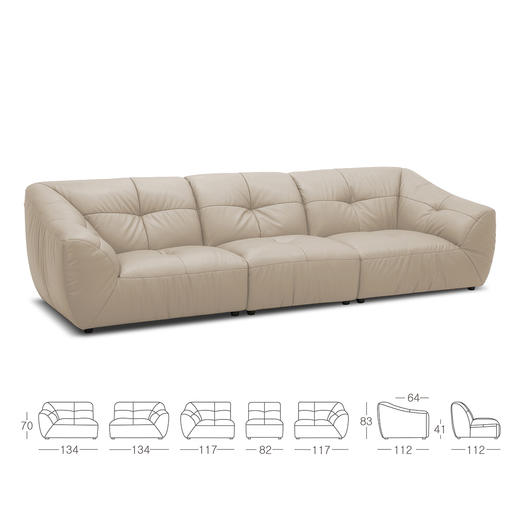 顾家家居整装 奶油风皮艺固定沙发KZ.1081 柔坞 商品图7