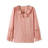 设计感小众V领荷叶边喇叭袖衬衫文艺休闲遮肉显瘦气质大码上衣女 商品缩略图4
