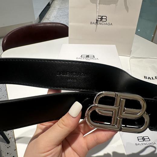 G492巴L世家双B男士BB扣皮带腰带，银色扣头 商品图3