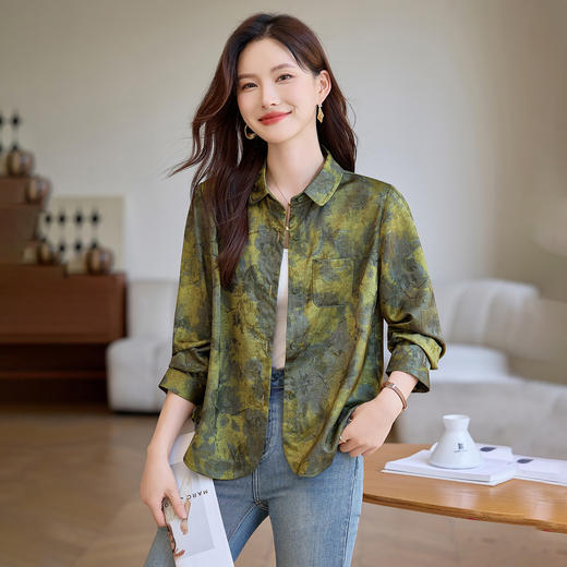 雀说新中式国风衬衫女款新款长袖轻奢高级感减龄洋气小衫AL6606 商品图1