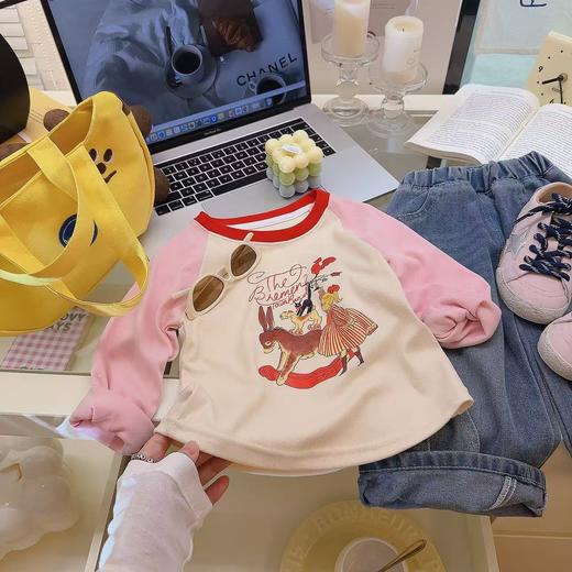 【🥰绝美穿搭39.9元任选3件 】90-160码儿童插肩撞色秋冬款长袖T恤卡通洋气上衣聚 商品图1