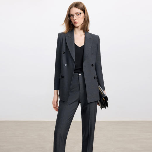 IWY/碳灰色羊毛秋冬西装套装女高级感职业正装气质女神范通勤两件套商务西装 CP2352 商品图2
