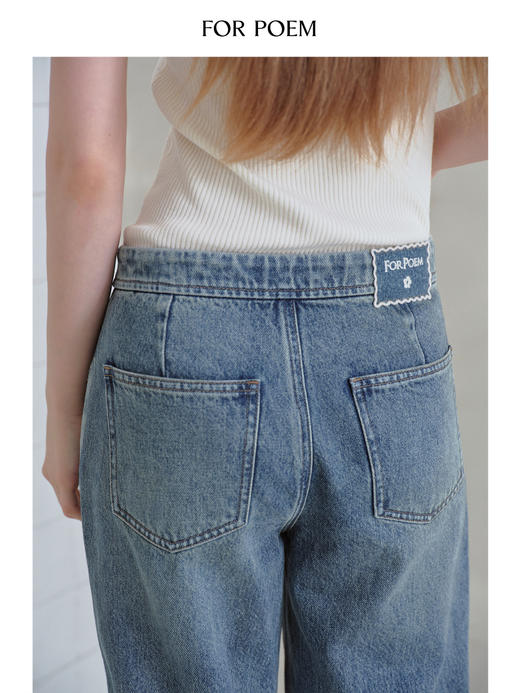 ForPoem 现货 25/FW原创设计刺绣logo贴布经典直筒复古休闲牛仔裤 商品图2