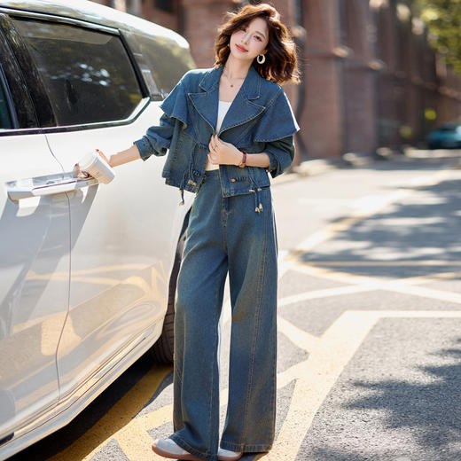 HR XPH5897韩版拼接钉珠设计感小香风套装 商品图1