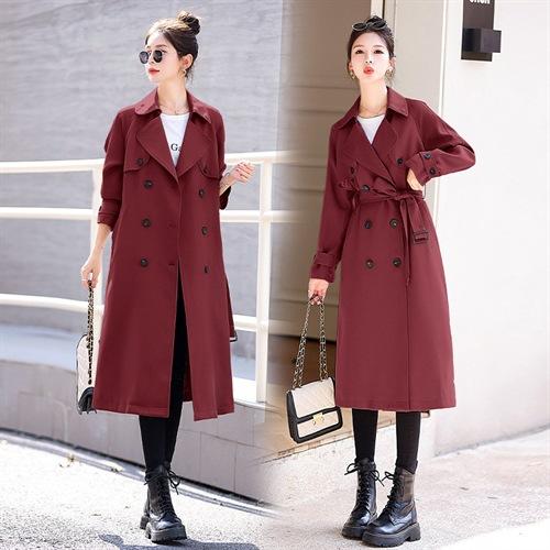 双排扣风衣外套2025秋季新款气质宽松英伦风中长款拼色大衣NJL9231-1 商品图2