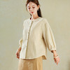 百媚生 苎麻棉女装七分袖女衬衫休闲文艺上衣宽松外搭开衫TDB-23 商品缩略图3