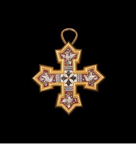 独角鹿西洋古董19世纪中期法国出品18K黄金精雕镶嵌鲜花与飞鸽主题极细马赛克吊坠/胸针