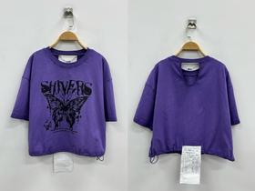 NC蝴蝶图案露背金属链短袖T恤50522（紫）夏季252011280321