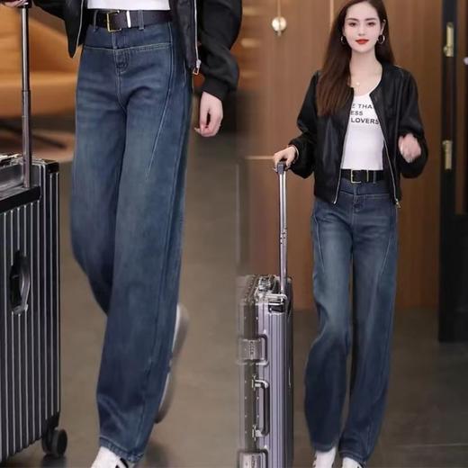 雀说复古蓝弯刀牛仔裤女美式高腰显瘦宽松直筒镰刀裤子AL5869 商品图2