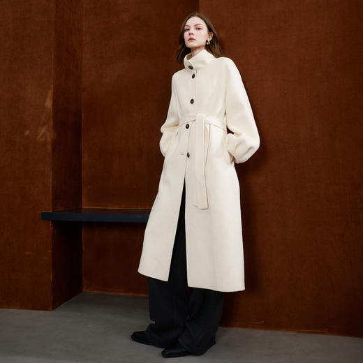 【宋轶同款】[100绵羊毛]三彩2025冬季新款双面呢长款呢大衣毛呢外套S 商品图3