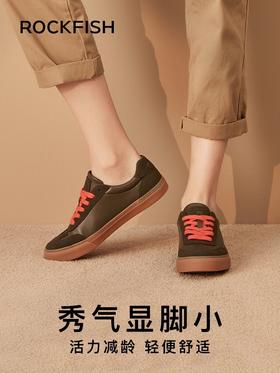 Rockfish复古多色德训休闲鞋女款2025新款复古经典皮面运动鞋板鞋