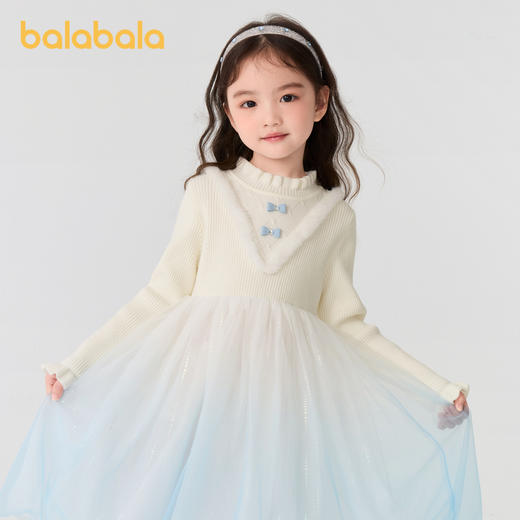 巴拉巴拉童装儿童连衣裙女童秋冬装公主裙渐变网纱裙针织拼接洋气 商品图1