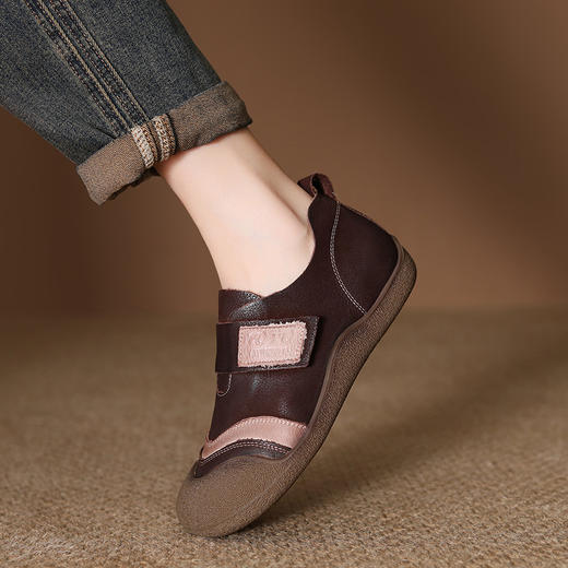 FR 85111民族风拼色魔术贴休闲平底单鞋 商品图1